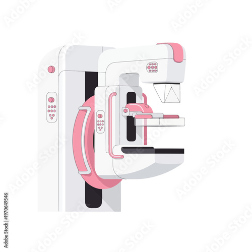 Mammography Machine Vector Illustration for Breast Cancer Screening and Medical Diagnostic Imaging Equipment for Healthcare Facilities and Clinical Radiology Centers