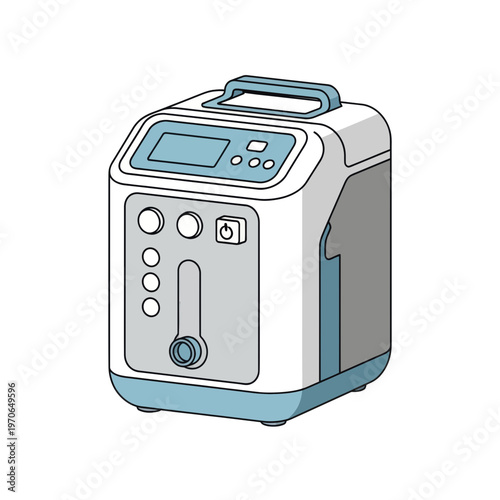 Medical Oxygen Concentrator Vector Illustration, Portable Respiratory Equipment for Home Healthcare and Clinical Therapy, Flat Style Graphic Design for Healthcare Industry
