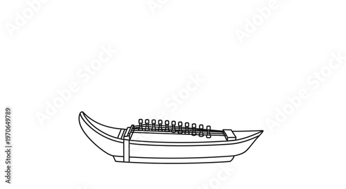 Line Drawing of a Sarangi, a Traditional Indian String Instrument