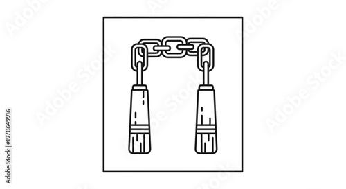 Martial Arts Nunchucks Icon Vector Illustration