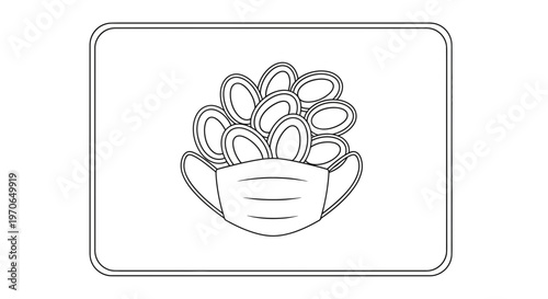 Medical mask protecting coral reef from pollution, concept of environmental protection