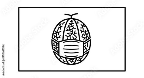 Melon Wearing Face Mask Icon - Protection Against Virus