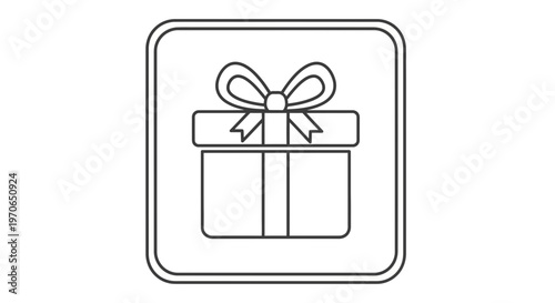 Gift Box Icon Outline, Present Box with Ribbon, Simple Vector Illustration for Celebration and Surprise
