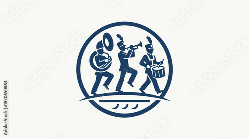 Marching Band Parade Emblem on White Background
