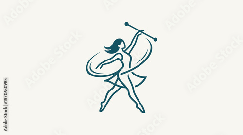 Elegant Vector Logo of a Baton Twirler