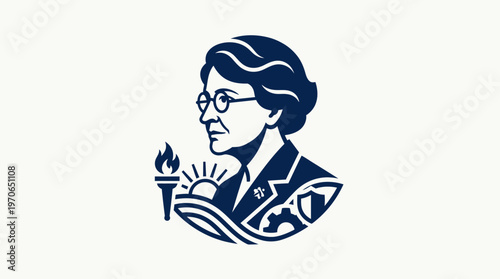 Elegant Silhouette of a Woman with Torch and Symbolism