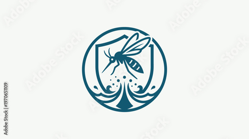 Mosquito Control Emblem with Shield and Water Spray
