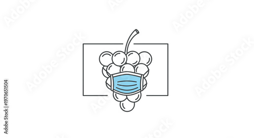 Grapes Wearing Face Mask, Healthy Food Concept, Protection Against Virus