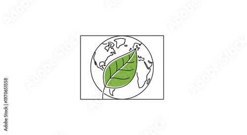 Green leaf on Earth globe, concept of environmental protection and sustainability