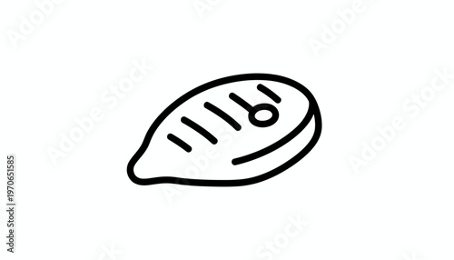 Grilled Chicken Breast Icon, Simple Line Art, Food Symbol