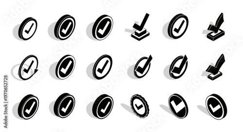 Black and white check mark icons.