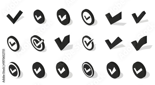 Black and white check mark symbols.