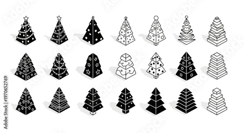 Fényképezés Black and white Christmas tree ornaments.