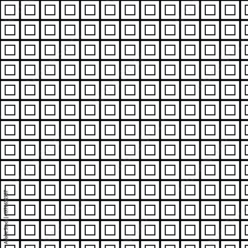 Seamless Black and White Geometric Square Grid Pattern with Minimalist Outlined Box Design