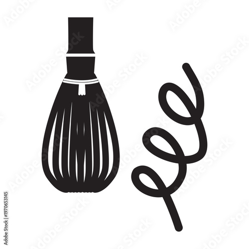 シンプルな茶道具、茶筅、くるくる、黒