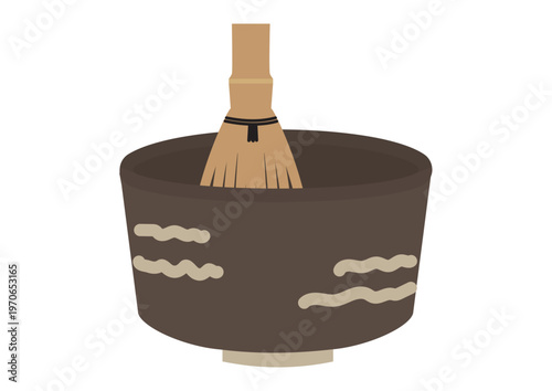 シンプルな茶道具、茶筅と抹茶茶碗