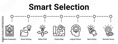 Smart Selection web banner icon vector illustration concept for business with icon of Smart Evaluation, Smart Sorting, Select Path, Choice Map, Logical Choice, Best Choice, Decision.