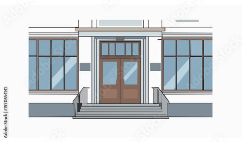 School building entrance vector illustration isolated on white