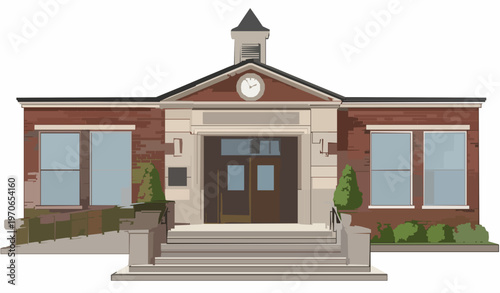 School facade entrance vector illustration isolated white background