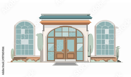 Vector school entrance building illustration white background