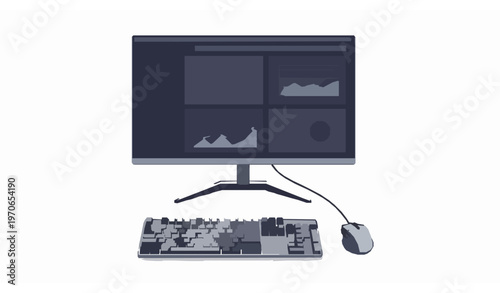 Desktop computer workstation vector illustration isolated