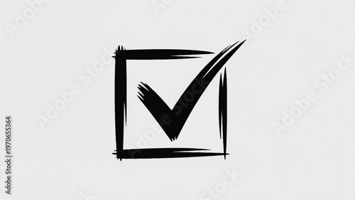 Hand drawn check mark in a square  symbol of confirmation and approval