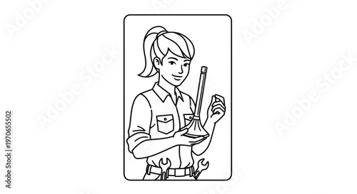 Female Plumber Holding Plunger, Ready for Work