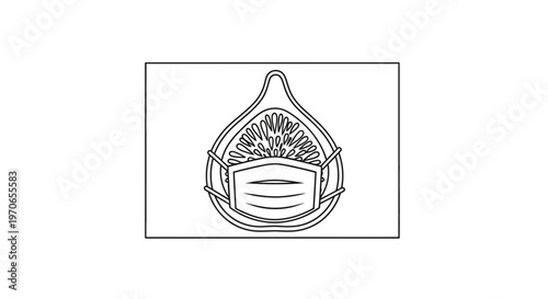 Fig fruit wearing a protective medical mask, symbolizing health and safety during a pandemic