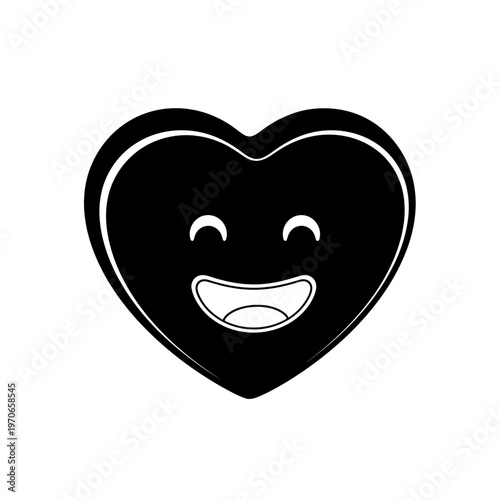 Smiling Heart: A cheerful heart in silhouette, radiating joy and affection with its bright smile.