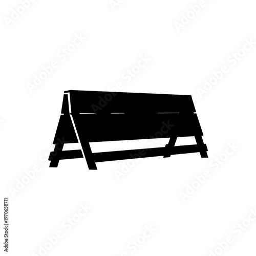 Geometric Sawhorse Silhouette: A minimalist, high-contrast image of a sturdy sawhorse, its triangular legs and rectangular top creating a strong sense of structure and design.