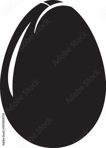Black egg silhouette simple graphic symbol for food Easter or organic concepts isolated on white background