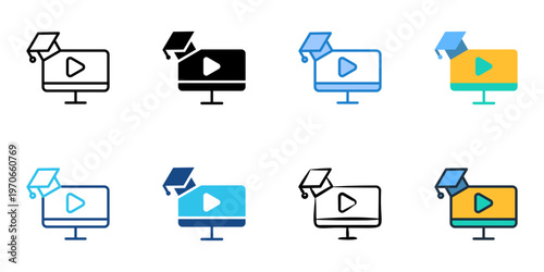 Online course icons set multiple style collection. Editable stroke 
