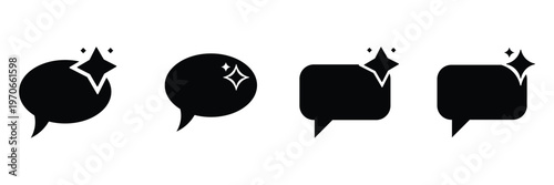 Minimal AI assistant chat bubble icon with sparkle, flat vector