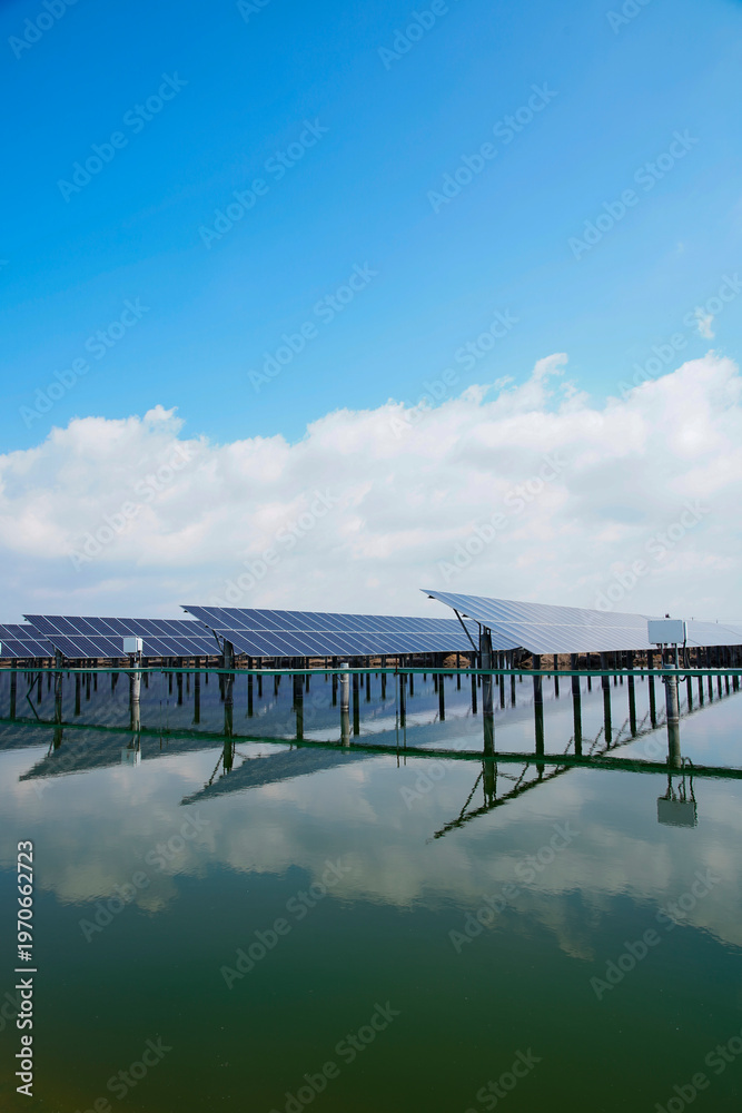 Fototapeta premium Solar photovoltaic panels and solar photovoltaic power generation systems