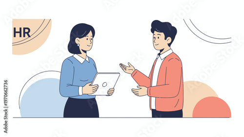 HR Manager Interviewing Candidate with Laptop, Modern Office Setting