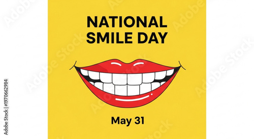 National smile day may 31st smiling lips teeth illustration