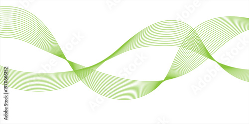 Abstract Background, Transparent Waved Lines. Green Smoke Wave. Gradient Flowing Wavy Lines. Vector illustration.
