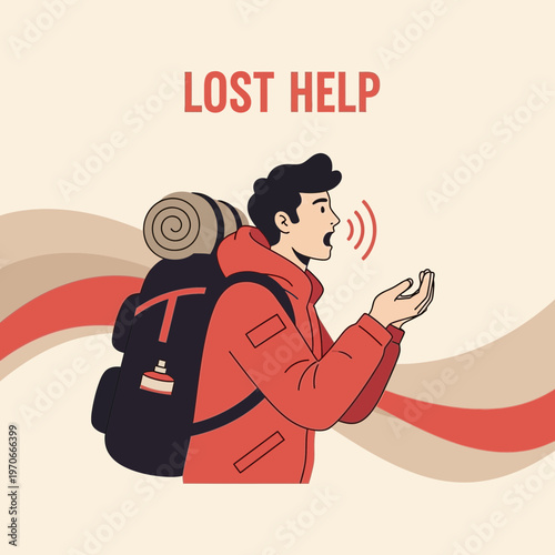 Young Man Lost Seeking Assistance With Backpack