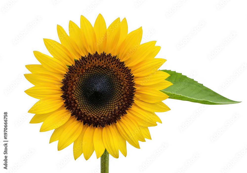 Obraz premium Bright yellow sunflower with vibrant petals and a dark center isolated on transparent background