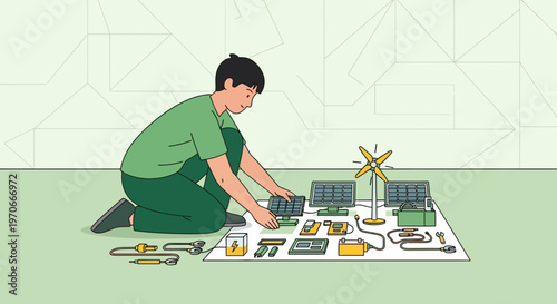 Young Person Building Renewable Energy Science Project