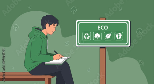 Young Person Engaged In Eco Awareness And Nature Study