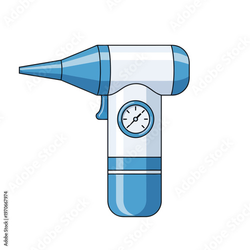 Tympanometer Diagnostic Medical Device Vector Illustration, Professional ENT Ear Examination Tool for Audiology Clinics and Healthcare Facilities in Flat Vector Style Graphic