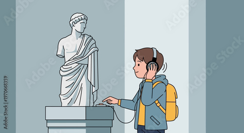 Youthful Exploration Of Artful History Via Audio Guide In Museum