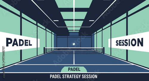Modern Padel Court Indoor Strategy Session Setup with Ball