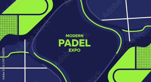 Modern Padel Expo: A Dynamic Geometric Design for Sports Promotions and Advertisements