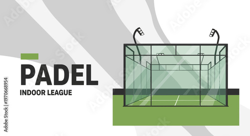 Modern Padel Indoor League Arena With Spotlights Vector Graphic