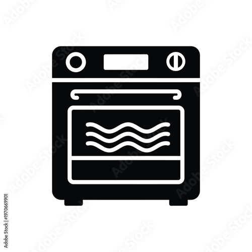 Oven vector icon, fill flat sign, solid pictogram isolated on white, logo illustration, oven icon, black silhouette, single element, simple, clean, minimalist, modern kitchen appliance, baking.