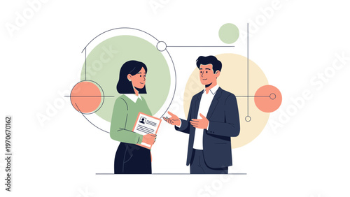 Job interview, recruitment, hr meeting, candidate presenting resume to interviewer