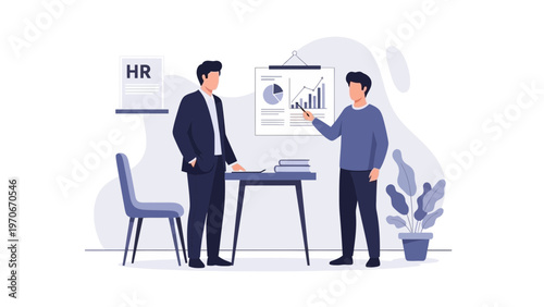 Business Meeting: HR Manager Discussing Growth Charts with Colleague