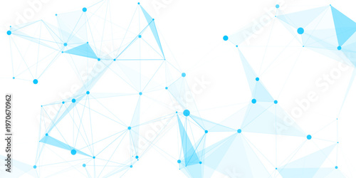 Abstract geometric background with connecting dots and lines with low poly triangle shapes. Polygonal Mesh Background Vector design digital technology concept Global network connection data structure.